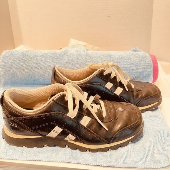 Skechers Shoes Womens Size 7.5 Black Leather Comfort Walking Athletic 45055 Y2K - Picture 3 of 16